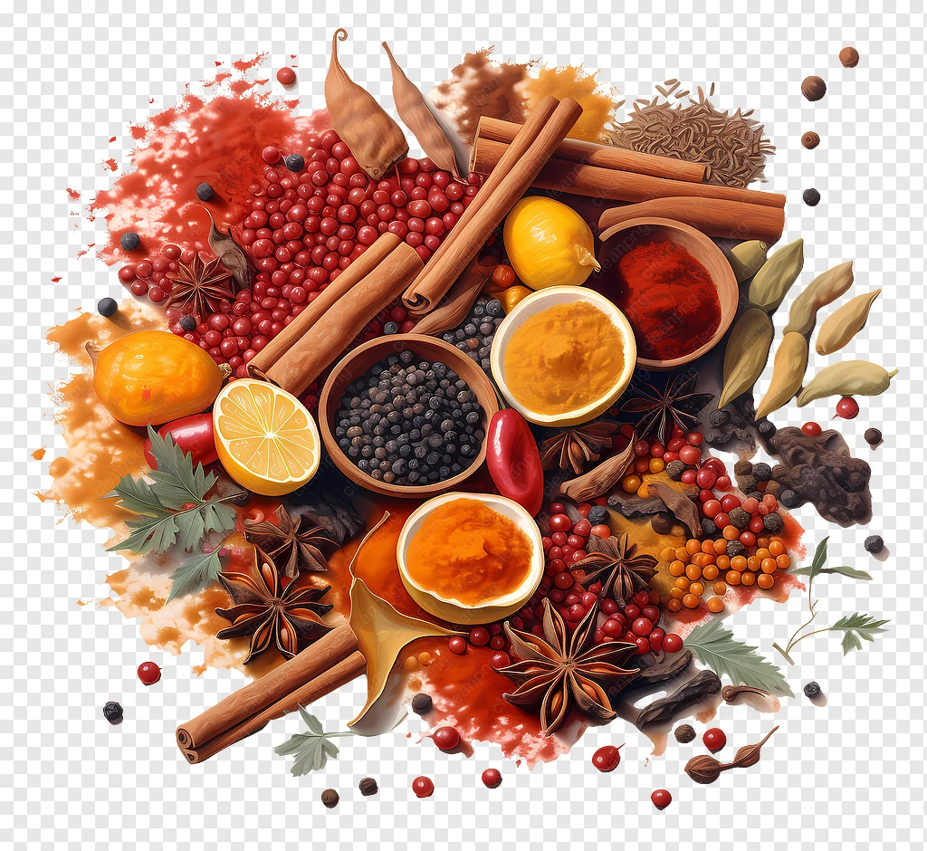 transparent lemon juice colorful spice market collage with lemon 1710990050580